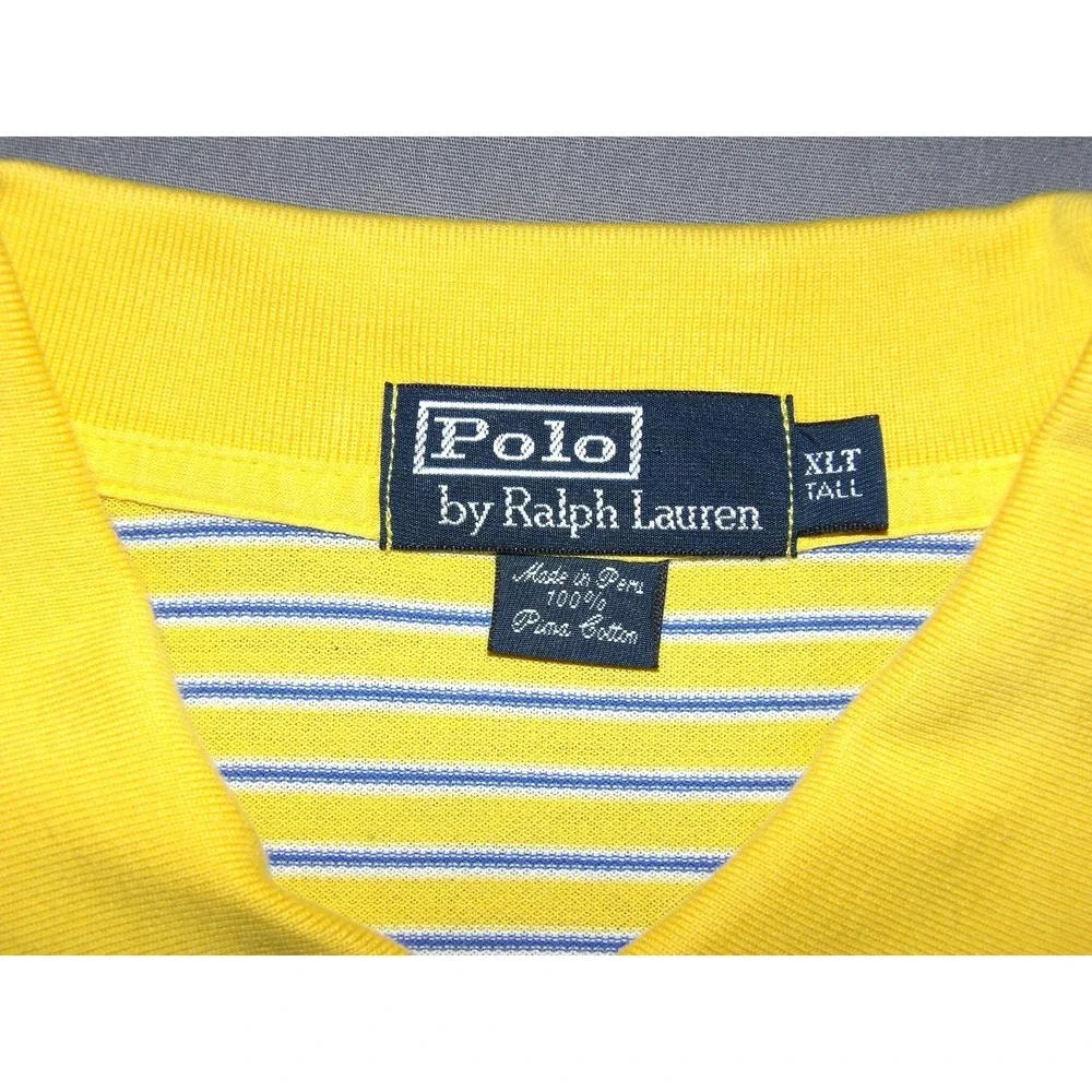Polo Ralph Lauren 100% Pima Cotton Striped Knit Golf Shirt Men's XL Tall